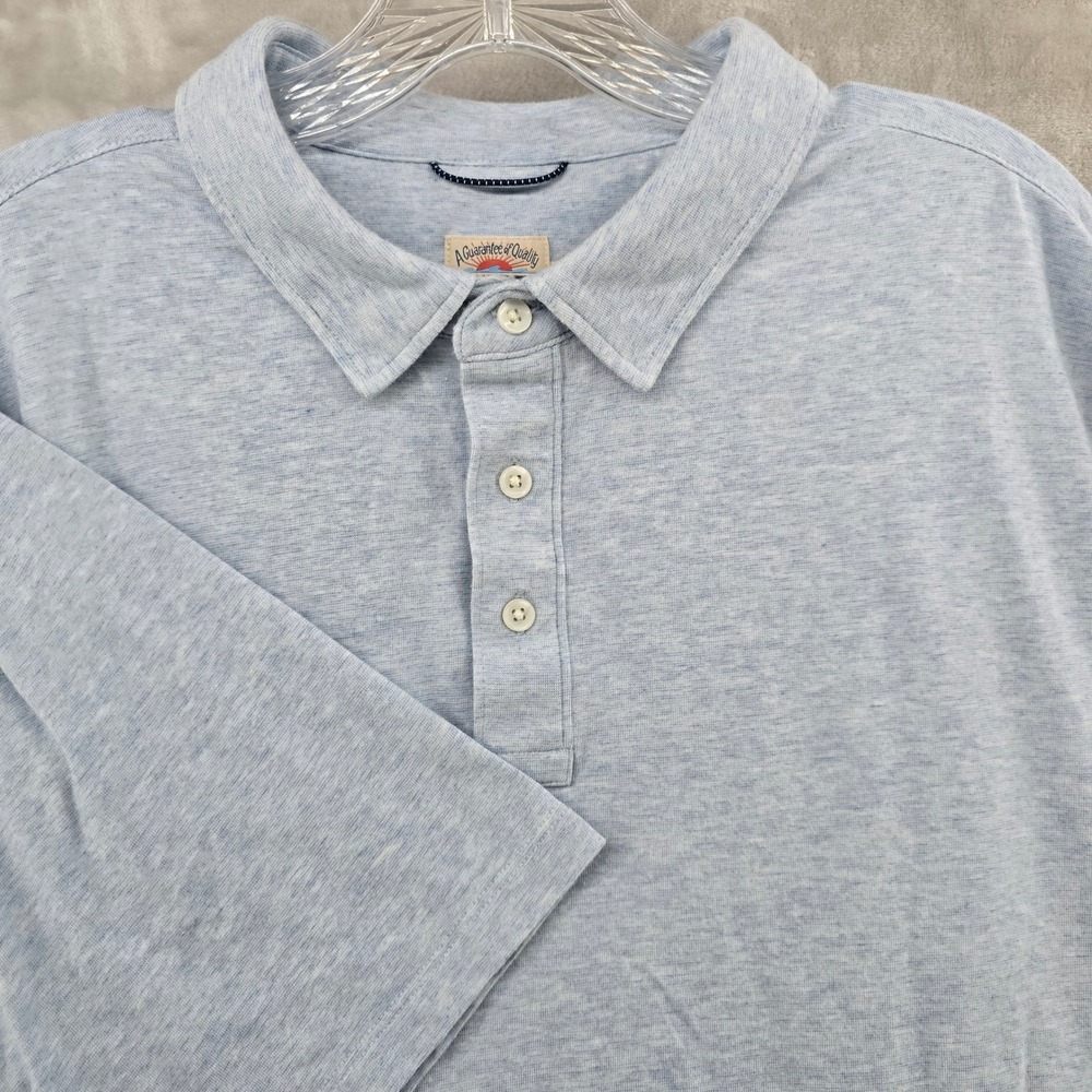 Faherty Polo Shirt Mens XL Blue Heathered Cotton Modal Stretch Short Sleeve